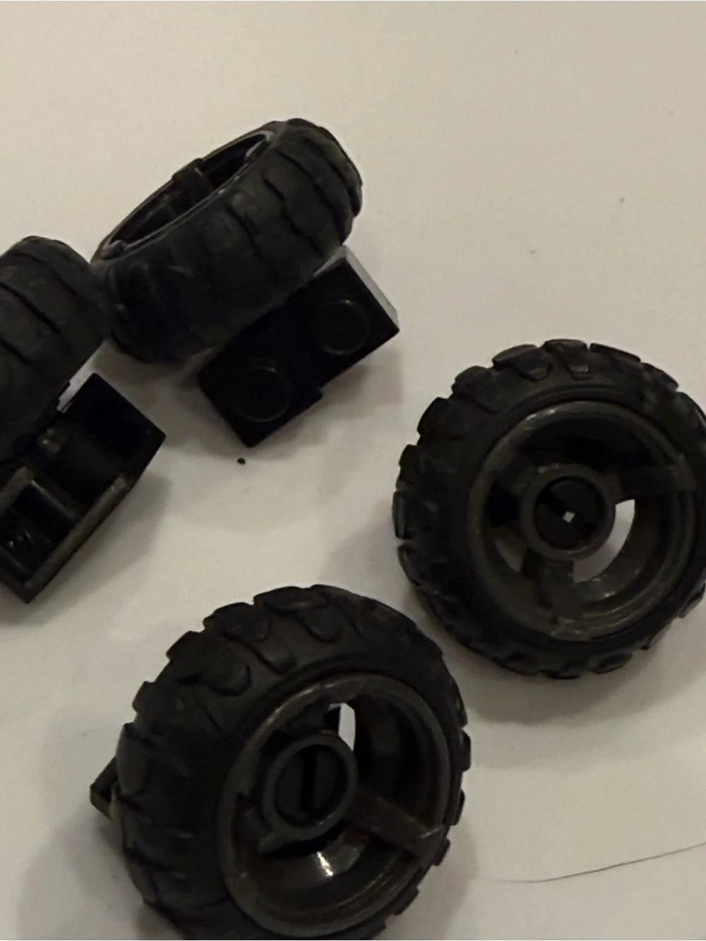 Lego Technic Wheels + Tires + Axles Car Truck Medium Size 56145 61481 (Lot of 4)